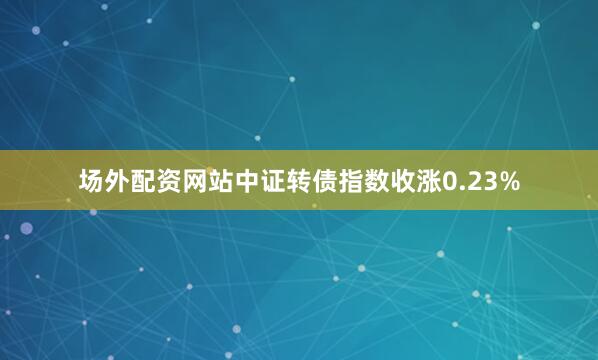场外配资网站中证转债指数收涨0.23%